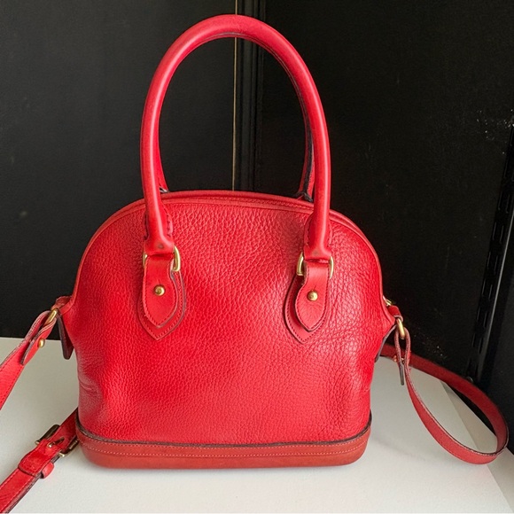 Dooney and Bourke awl Red Leather Norfolk Dome Satchel Bag - Picture 2 of 16
